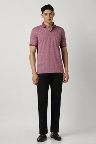 Van Heusen Men Pink Print Polo Neck T-Shirt
