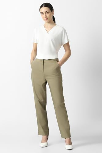 Van Heusen Women's Slim Casual Pants (VWTFFSLF089632_Olive