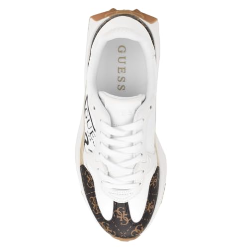 Guess Womens Calebb3Sneaker, White/Brown 145, 7