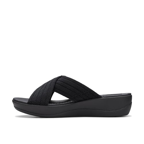 Clarks womens Arla WaveSlide Sandal, Black Textile, 5.5 UK