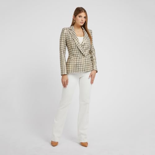 GUESS Women Multi-Color Checked Lapel Collar Full Sleeves Double Breasted Blazer