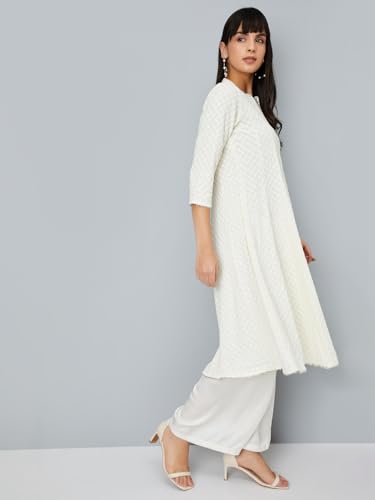 Max Women's Wool Regular Kurta (KALKUR52006_Off White