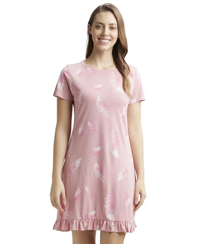 Jockey Women's A-Line Mini Dress (RX25_Blush Assorted Prints_XL)(color may vary)