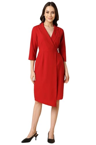 Allen Solly Women Red Solid Formal Dress