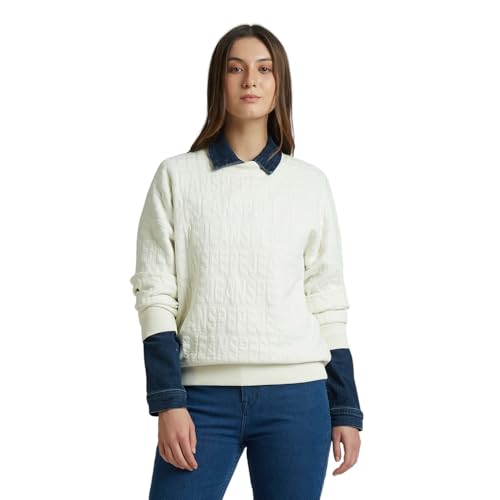 Pepe Jeans White Full Sleeve Oversized Sweatshirt