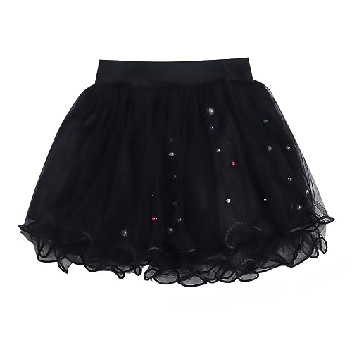 Hopscotch Girls Polyester Ruffled A-Line Knee Length Skirt in Black Color for 6-7 Years (ADX-3074989)