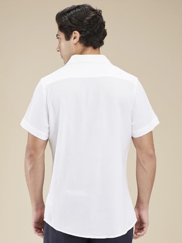 Being Human White Moderno Fit Regular Collar Short Sleeves Men's Shirt Clothing