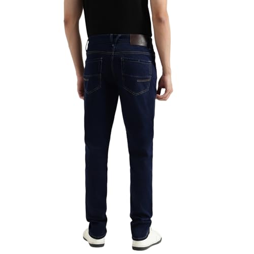 United Colors of Benetton Solid Slim Tapered Fit Lounge Jeans (Size : 34) - 25A4LOJE1325I901 Blue