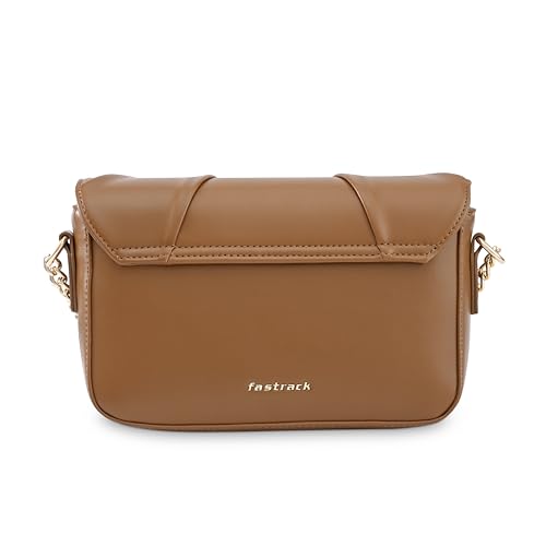 Fastrack Soft-Pleated Sling Bag with Metal Chain Accents | Faux-Leather Women's Handbags | Sling for Casual Carry