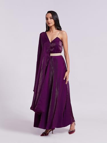 FUSIONIC Organza Base Purple One-Shoulder Gown
