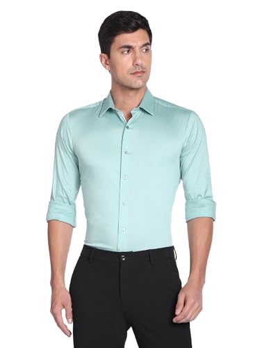 Arrow Men's Slim Fit Shirt (ANAFSH1028_Green