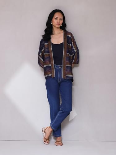 Aarke Ritu Kumar Dark Blue Yarn Dyed Shrug