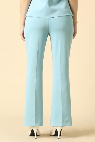 Women Light Blue Solid Formal Trousers