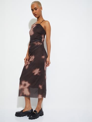 Max Alaya F x URB_N Women Floral Print Sheath Dress(Brown_S)