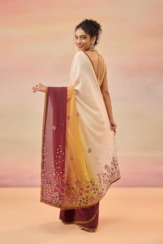 Taneira Women Multi Viscose Contemporary Embroidery Saree with Unstitched Blouse (SAIP01AD5395 - Multi)