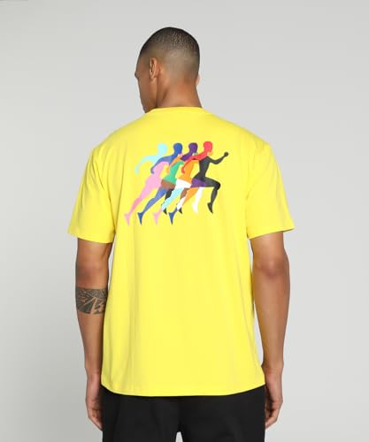 Puma Unisex-Adult Love Marathon Graphic Tee, Court Yellow, M (62440734)