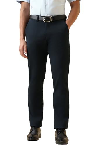 Allen Solly Men Navy Solid Formal Trousers
