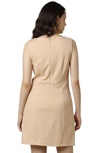 Allen Solly Women's Viscose Asymmetrical Mid-Thigh Length Dress (AHDRCRGFV72491_Beige