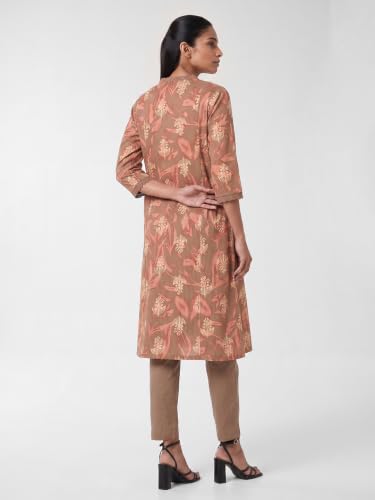 Max Women Floral Print A-Line Kurta Set (Brown_XL)