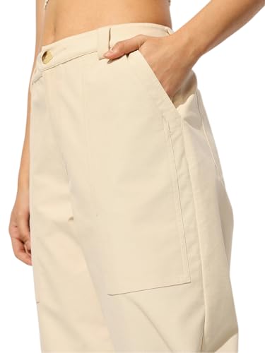 ONLY Women's High-Rise Straight Fit Pants Winter White