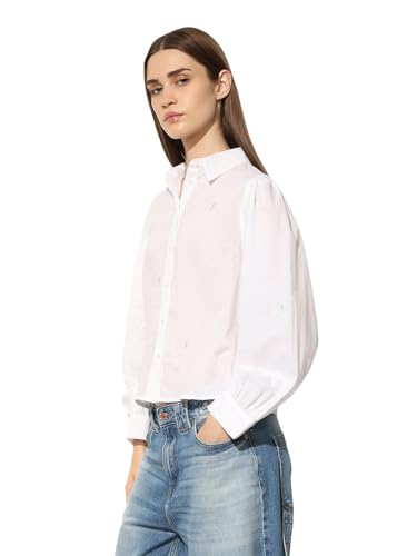 ONLY Women's Solid Regular Fit White Shirt