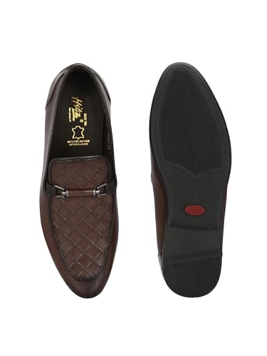HITZ Men's Brown Leather Slip-On Shoes - UK 6
