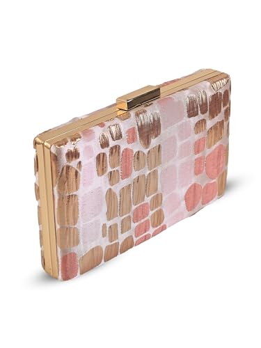 THE TAN CLAN Coral Sleek Clutch Bag for Women | Slim Evening Bag | Peach Colour | Party & Bridal Clutch Purse