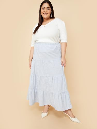 Max Cotton Blend Western Skirt Blue