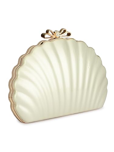 TOOBA Handicraft Women's Shell Clutch|Stylish Wedding, Cocktail, Party & Festive Bridal Gift Bag for Women & Girls (Golden Shell)