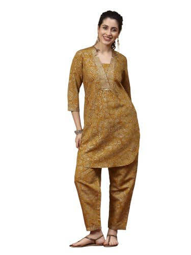Rangriti Viscose Blend Printed A-Line Festive Kurta With Salwar