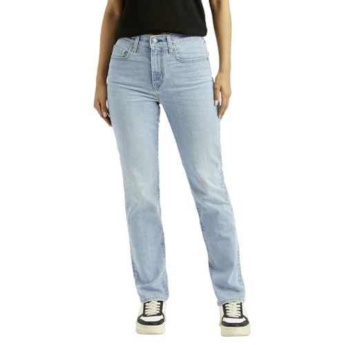 Levi's Women's Mid Rise 724 Slim Straight Fit Light-Blue Jeans