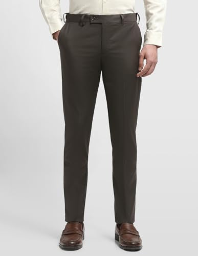 Arrow Men's Hudson Regular Fit Dobby Trousers (ARALTR2085_Dark Brown_38)