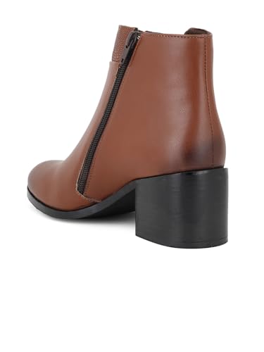 Elle Women's Zip Boots Colour-Tan, Size-UK 8