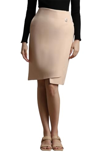 Women Beige Solid Casual Skirt