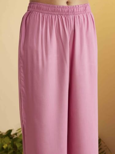 BIBA Viscose Rayon Printed Straight Semi-Formal Kurta With Palazzo