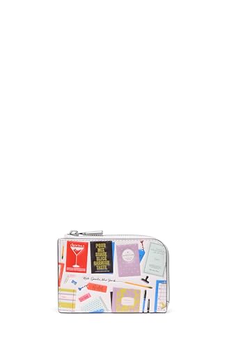 Kate Spade New York Women's Print Smooth Leather Mini Zip Card Case, Cream Multi, One Size
