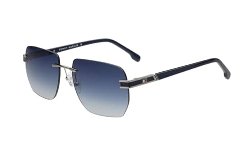 Tommy Hilfiger Men's Silver-Blue Square Rimless Sunglasses