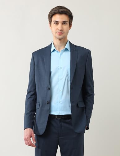 Arrow Men's Polyester Business Suit Pants Set (ARAJSU5566_Navy Blue