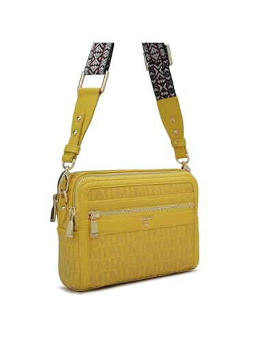 Da Milano Genuine Leather Yellow Sling Bag (10041) (Small)