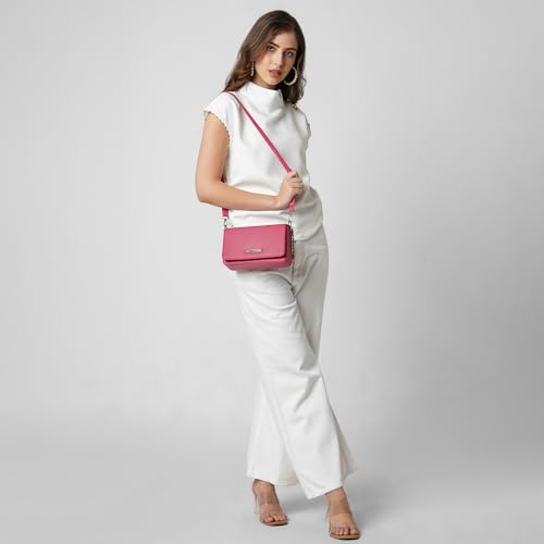 Caprese Rare Small Sling Bag for Women with Adjustable & Detachable Strap for Comfortable Wear | Magnetic Button Closure | Versatile Handbag for Everyday Use, Travel & Special Occasions (Fuchsia Pink)