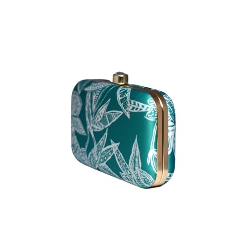 Artklim Blue And White Floral Printed Clutch