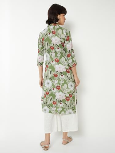 Max Women Floral Print Straight Kurta (Green_L)