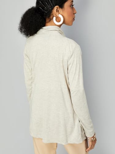 Max women's Polyester Blend Casual Shrug (SHRUG3202A_Oat Marl_XS