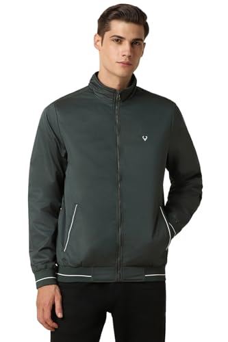 Men Green Solid Full Sleeves Casual Jacket