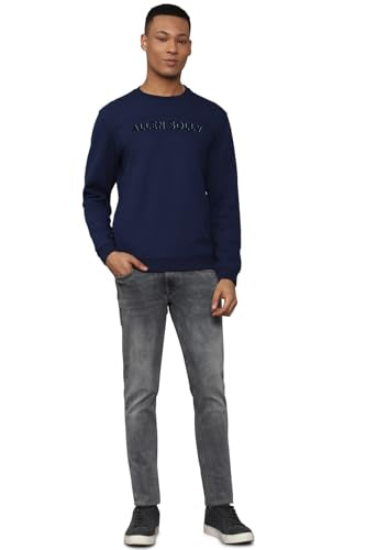 Allen Solly Men Blue Crew Neck Full Sleeves Casual Sweatshirt