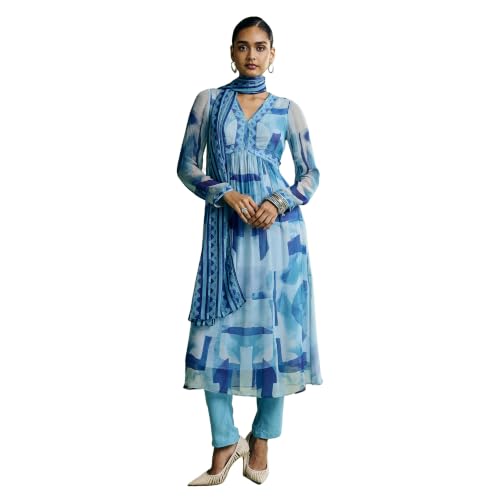 Aarke Ritu Kumar Blue Riverstone Kurta With Pant And Dupatta