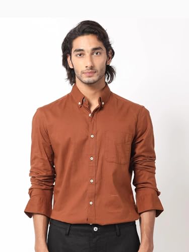 Rare Rabbit Men's Regular Fit Long Sleeve Plain Shirt