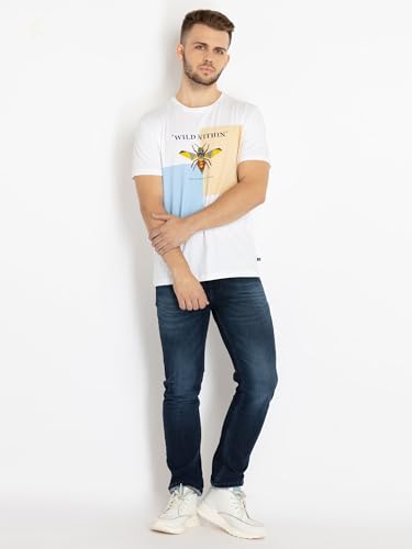 Status Quo Mens Straight Slim Fit Dark Washed Denim