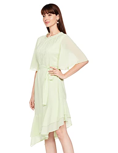 AND Women's Polyester A-Line Mini Dress (SS22AJ108DRPG_Lime_8)