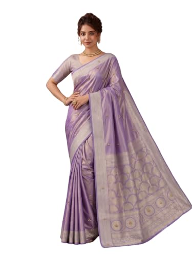 Kryone Ghungroo Saree for Women with Blouse Piece | Tissue Silk Ghungroo Work Saree | Ghungroo Wali Sari with Zari Border for Wedding, Reception, Sangeet, Engagement & Festive Occasions